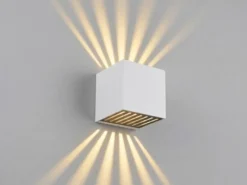 2er Set LED Außenwandleuchten Würfel aus Aluminium in Weiß, 10x10cm
