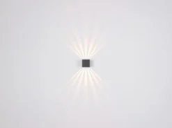 2er Set LED Außenwandleuchten Würfel aus Aluminium in Anthrazit, 10x10cm