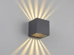 2er Set LED Außenwandleuchten Würfel aus Aluminium in Anthrazit, 10x10cm