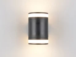 2er Set LED Außenwandleuchte Up and Down in Schwarz, Höhe 14cm