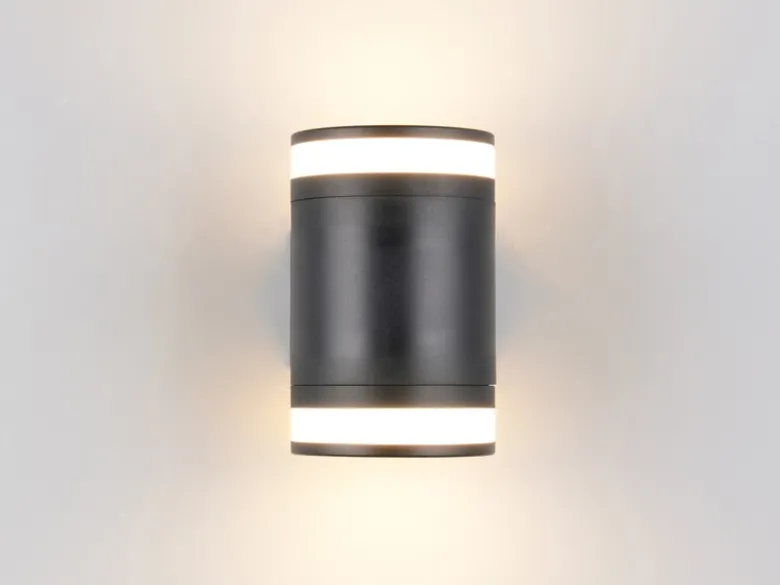 2er Set LED Außenwandleuchte Up and Down in Schwarz, Höhe 14cm