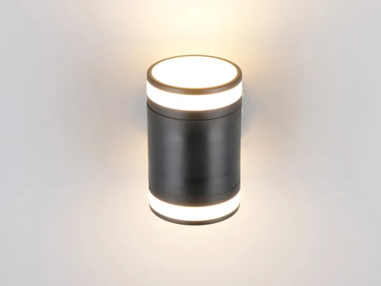 2er Set LED Außenwandleuchte Up and Down in Schwarz, Höhe 14cm