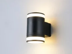 2er Set LED Außenwandleuchte Up and Down in Schwarz, Höhe 14cm