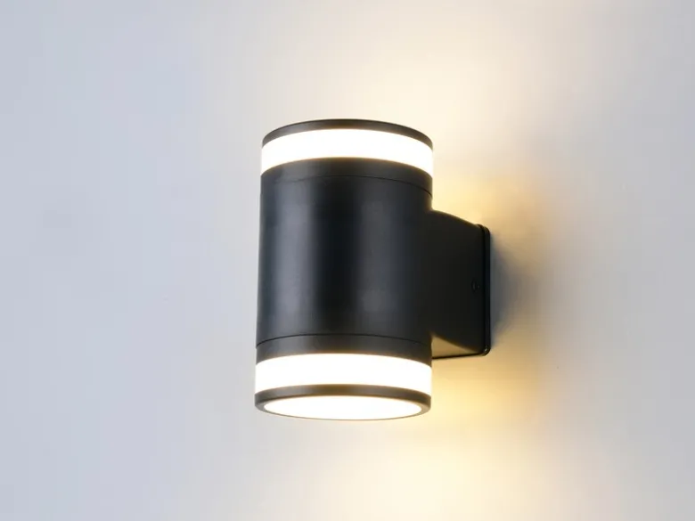 2er Set LED Außenwandleuchte Up and Down in Schwarz, Höhe 14cm
