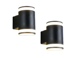 2er Set LED Außenwandleuchte Up and Down in Schwarz, Höhe 14cm