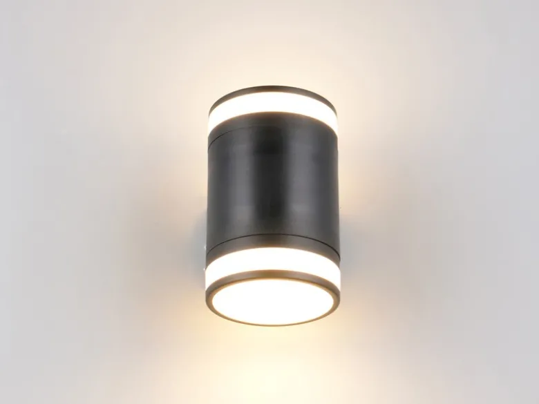 2er Set LED Außenwandleuchte Up and Down in Schwarz, Höhe 14cm