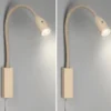 2er SET LED Bettlampen Beige mit Kabel und Stecker, Gestensteuerung, Breite 4cm