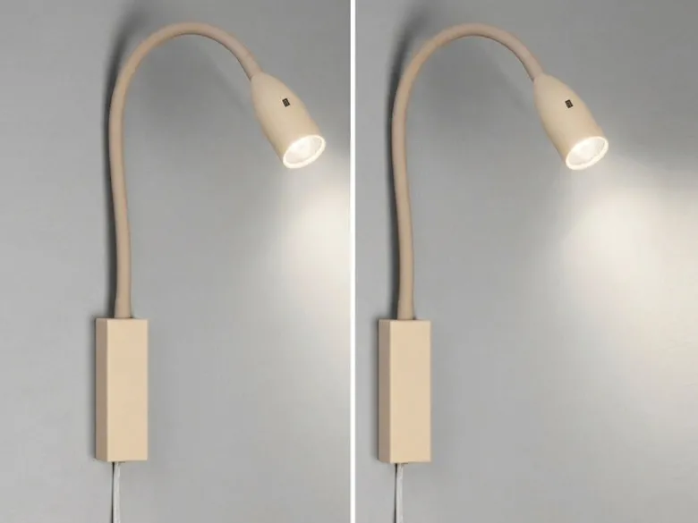 2er SET LED Bettlampen Beige mit Kabel und Stecker, Gestensteuerung, Breite 4cm