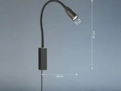 2er SET LED Bettlampen Schwarz mit Kabel & Stecker, Gestensteuerung, Breite 4cm