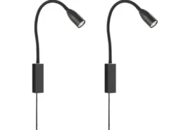 2er SET LED Bettlampen Schwarz mit Kabel & Stecker, Gestensteuerung, Breite 4cm