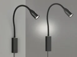 2er SET LED Bettlampen Schwarz mit Kabel & Stecker, Gestensteuerung, Breite 4cm