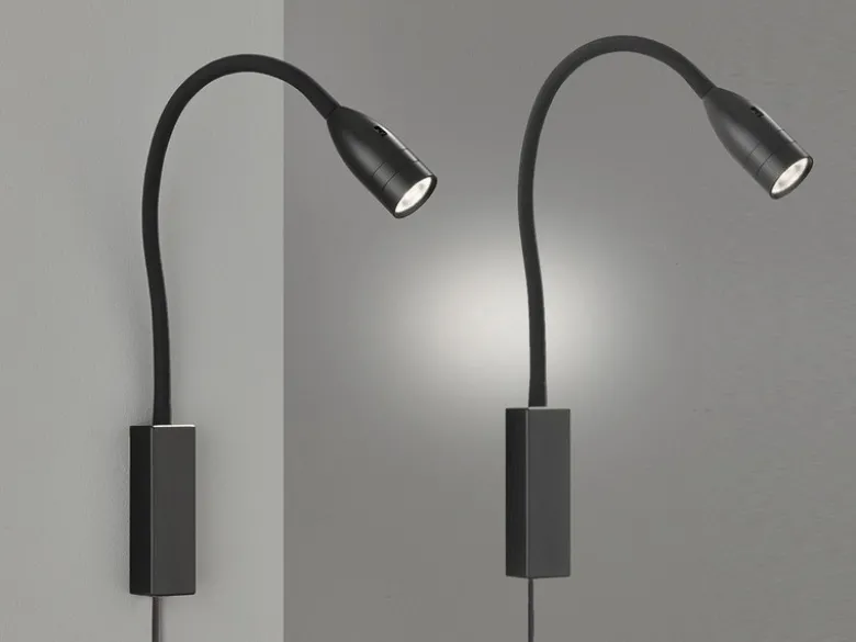 2er SET LED Bettlampen Schwarz mit Kabel & Stecker, Gestensteuerung, Breite 4cm