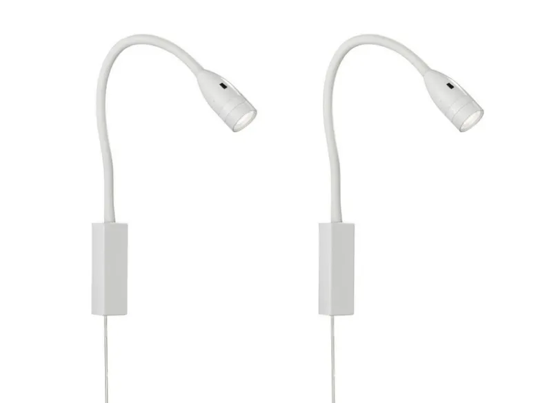 2er SET LED Bettlampen Weiß mit Kabel & Stecker, Gestensteuerung, Breite 4cm