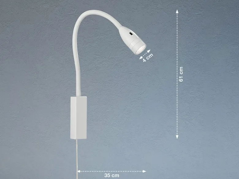 2er SET LED Bettlampen Weiß mit Kabel & Stecker, Gestensteuerung, Breite 4cm