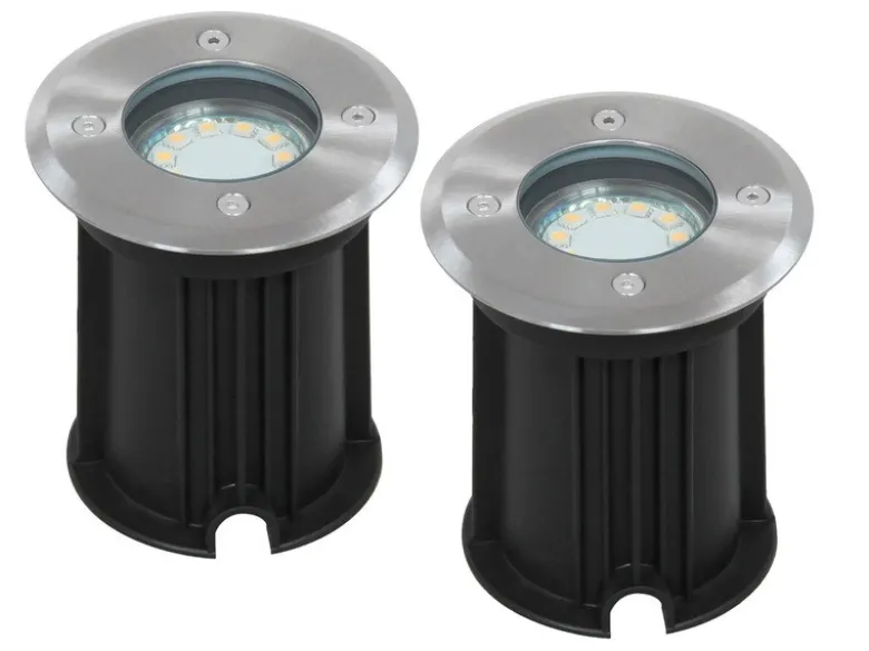 2er-Set LED Bodeneinbaustrahler, rund, belastbar bis zu 800 kg