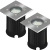 2er-Set LED-Bodeneinbaustrahler Outdoor, eckig, befahrbar, max 800 kg Last, IP65