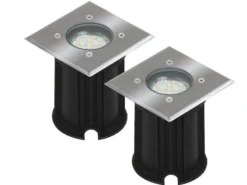 2er-Set LED-Bodeneinbaustrahler Outdoor, eckig, befahrbar, max 800 kg Last, IP65