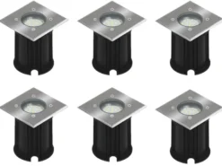 6er-Set LED-Bodeneinbaustrahler Outdoor, eckig, befahrbar, max 800 kg Last, IP65