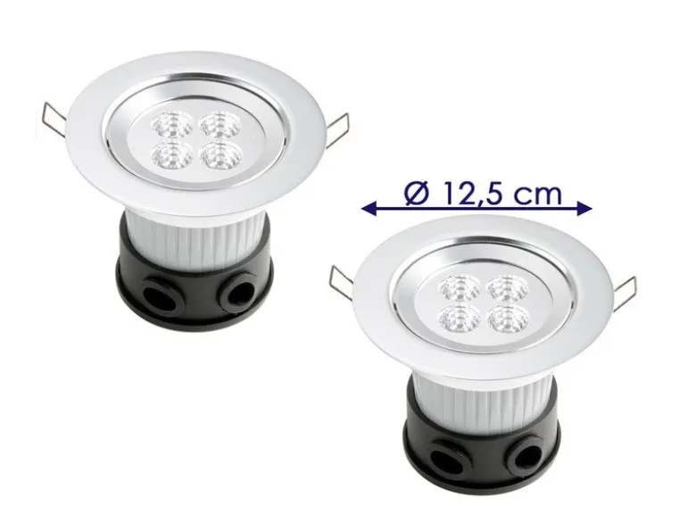 2er Set LED Deckeneinbaustrahler für Bad und Außenbereich, Ø 12,5cm, schwenkbar