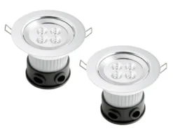 2er Set LED Deckeneinbaustrahler für Bad und Außenbereich, Ø 12,5cm, schwenkbar