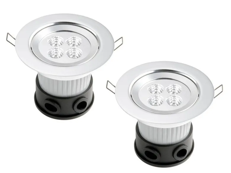 2er Set LED Deckeneinbaustrahler für Bad und Außenbereich, Ø 12,5cm, schwenkbar
