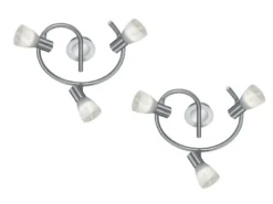 2er Set LED Deckenstrahler 3-flammig Silber Glasschirme schwenkbar, Ø 30cm