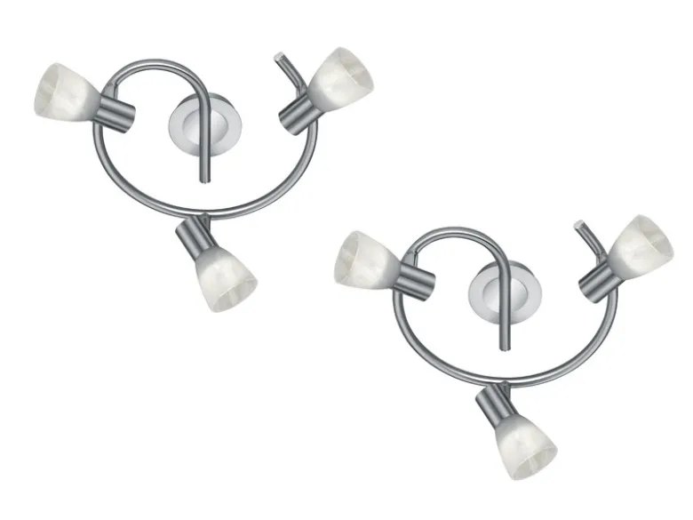 2er Set LED Deckenstrahler 3-flammig Silber Glasschirme schwenkbar, Ø 30cm