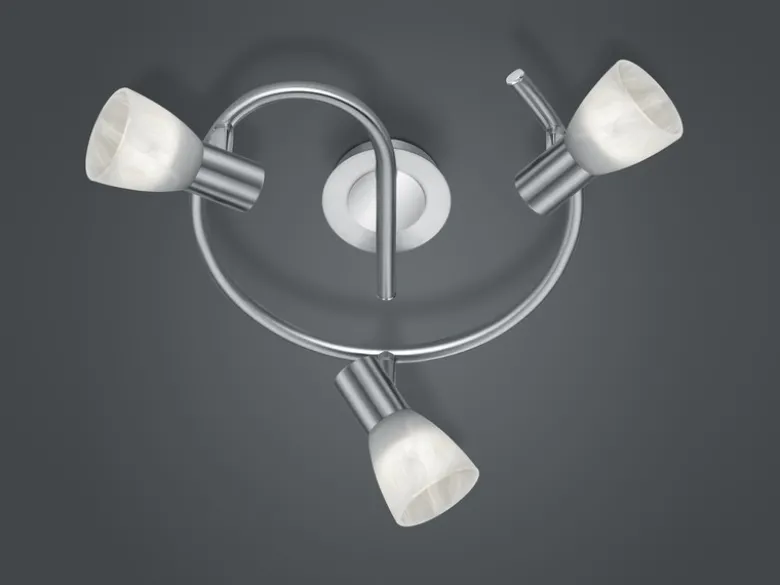 2er Set LED Deckenstrahler 3-flammig Silber Glasschirme schwenkbar, Ø 30cm