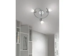 2er Set LED Deckenstrahler 3-flammig Silber Glasschirme schwenkbar, Ø 30cm