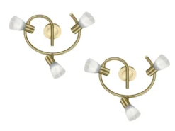 2er Set LED Deckenstrahler 3-flammig Messing Glasschirme schwenkbar, Ø 30cm