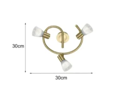 2er Set LED Deckenstrahler 3-flammig Messing Glasschirme schwenkbar, Ø 30cm