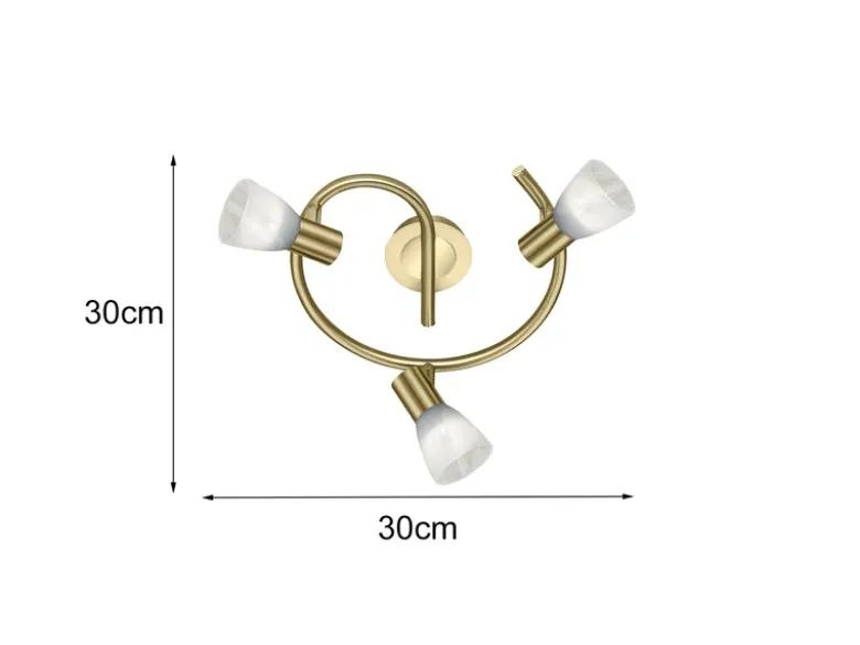 2er Set LED Deckenstrahler 3-flammig Messing Glasschirme schwenkbar, Ø 30cm