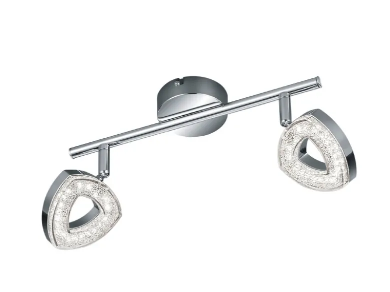 2er SET LED Deckenstrahler 2-flammig Silber Chrom, Breite 30cm