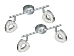 2er SET LED Deckenstrahler 2-flammig Silber Chrom, Breite 30cm