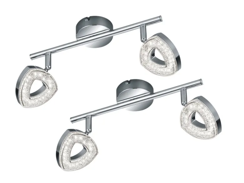 2er SET LED Deckenstrahler 2-flammig Silber Chrom, Breite 30cm