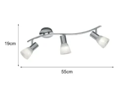 2er Set LED Deckenstrahler 3-flammig Silber Glasschirme schwenkbar, Breite 55cm