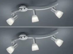 2er Set LED Deckenstrahler 3-flammig Silber Glasschirme schwenkbar, Breite 55cm
