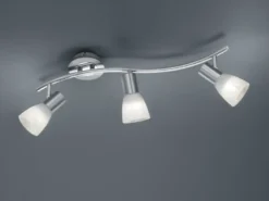 2er Set LED Deckenstrahler 3-flammig Silber Glasschirme schwenkbar, Breite 55cm
