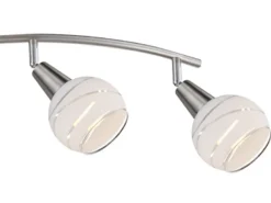 2er Set LED Deckenstrahler 4-flammig, Glasschirme satiniert, Breite 70cm