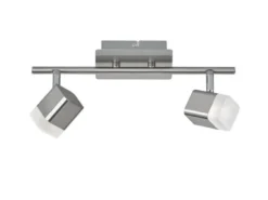 2er SET LED Deckenstrahler 2-flammig Silber matt, Breite 34cm