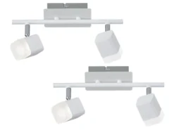 2er SET LED Deckenstrahler 2-flammig Weiß matt, Breite 34cm