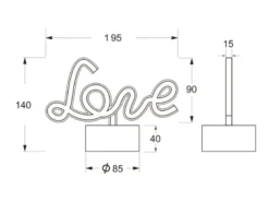 2er SET LED Dekoleuchte mit Schriftzug Love Batterie- oder USB betrieben H: 14cm