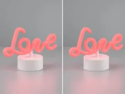 2er SET LED Dekoleuchte mit Schriftzug Love Batterie- oder USB betrieben H: 14cm