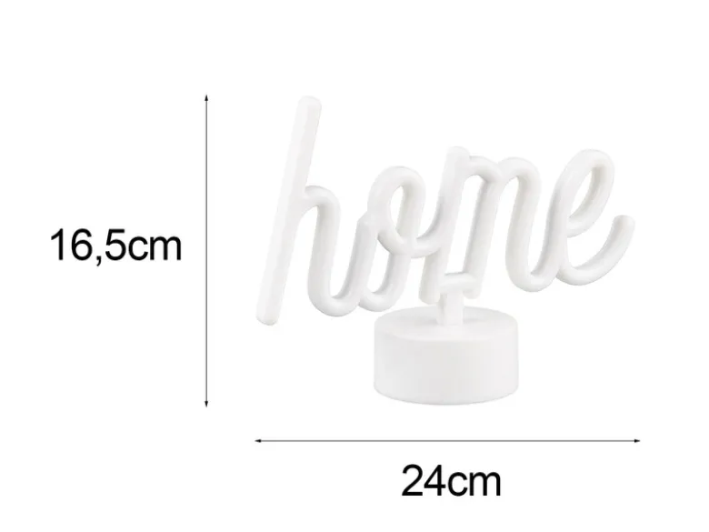 2er SET LED Dekoleuchte mit Schriftzug home Batterie- oder USB betrieben H: 16cm