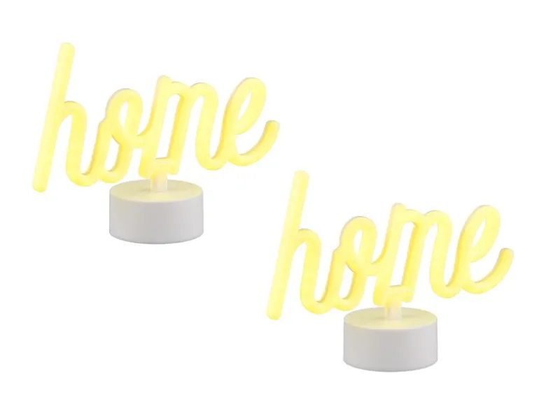 2er SET LED Dekoleuchte mit Schriftzug home Batterie- oder USB betrieben H: 16cm