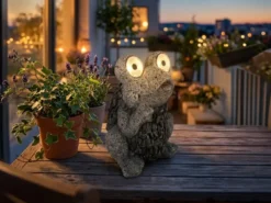 2er Set LED Deko Solarleuchten Froschlampen Kunststoff Grau, Höhe 21cm