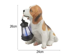 2er Set LED Deko Solarleuchten Hundelampe mit Laterne in Braun-Weiß, Höhe 26cm