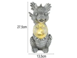 2er Set LED Deko Solarleuchten Drachenlampen aus Kunststoff Grau, Höhe 27,5cm