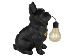 2er Set LED Deko Solarleuchten Hundelampe Bulldogge in Schwarz, Höhe 24,5cm