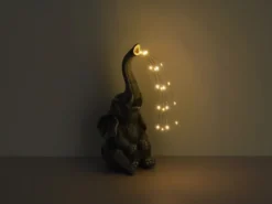 2er Set LED Deko Solarleuchten Kunststoff Elefantenlampen Grau, Höhe 32,5cm